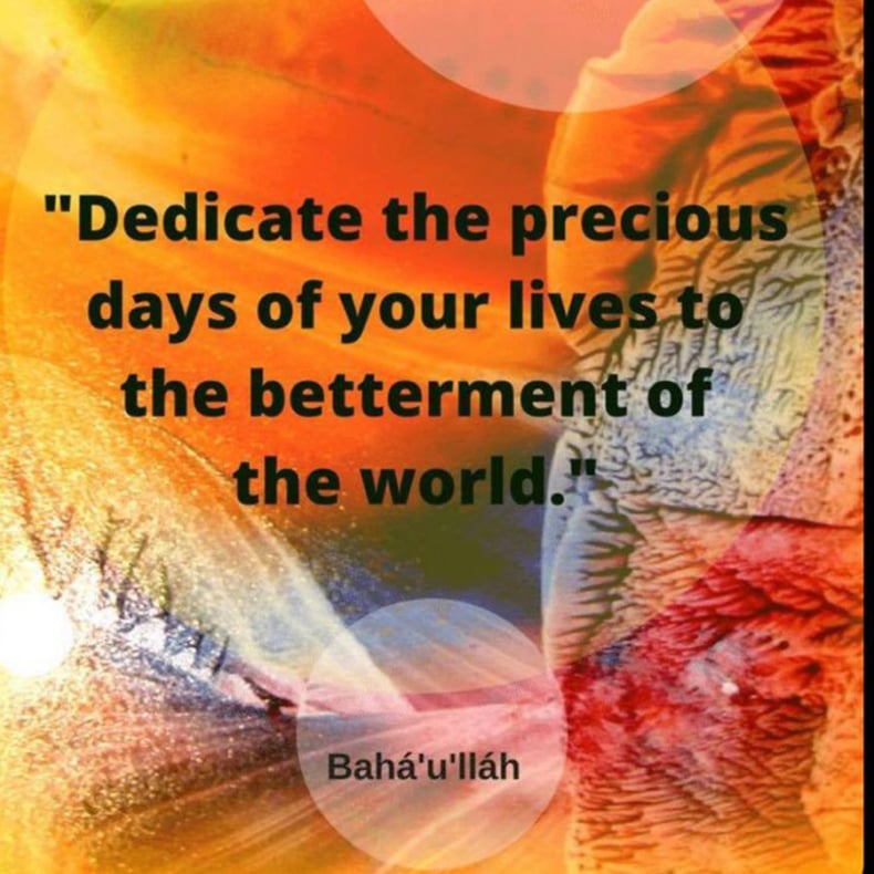 "Dedicate the precious days of your lives to the betterment of the world."